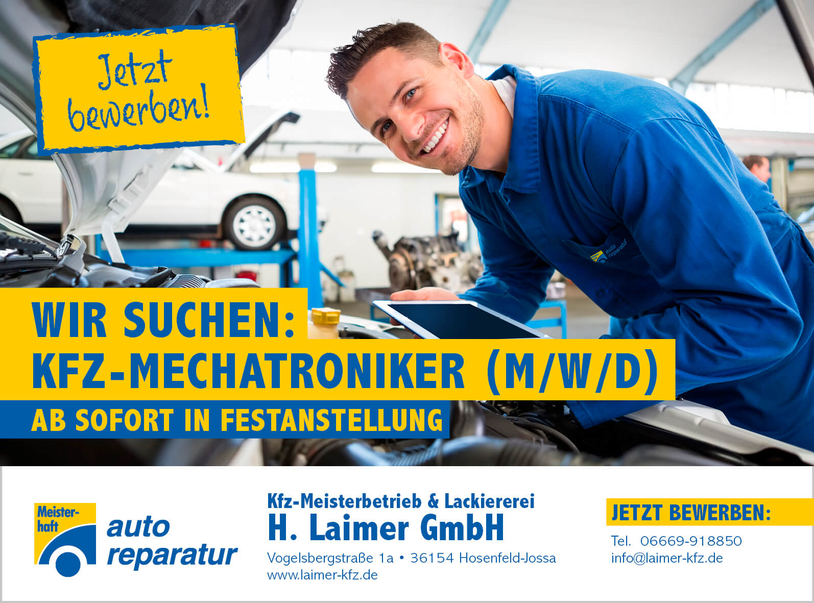 Stellenanzeige bei Kfz Laimer Stellenanzeige bei Kfz Laimer